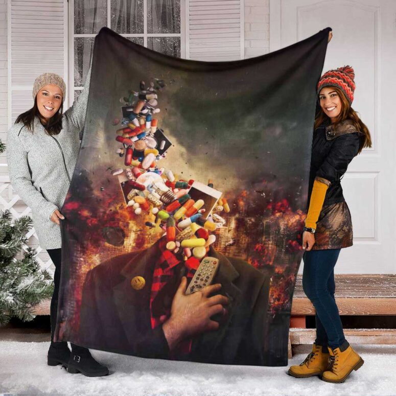 Pink Floyd Fleece Blanket - Comfortably Numb Premium Pink Floyd Fleece Blanket - Comfortably Numb Premium