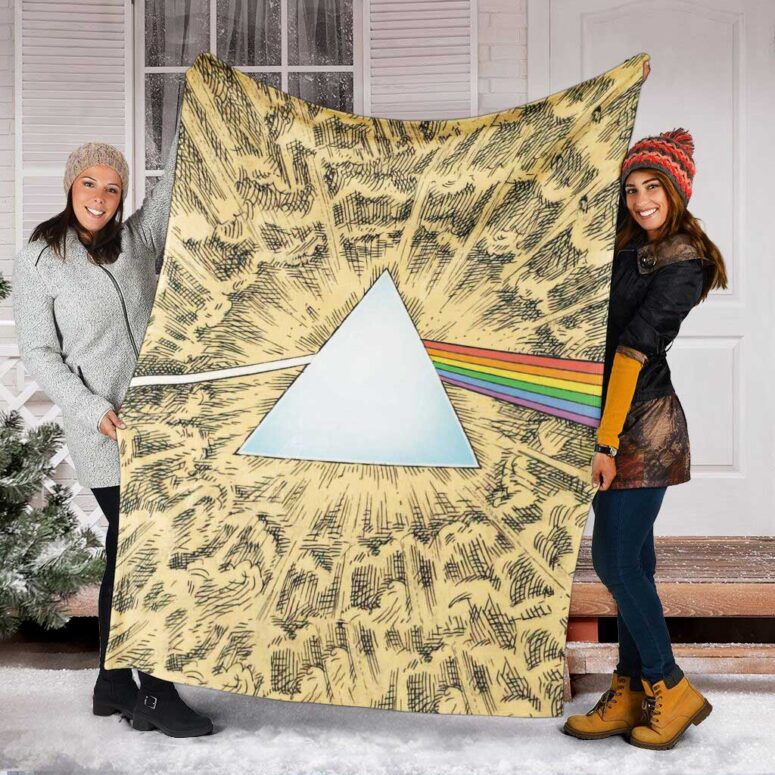 Pink Floyd Fleece Blanket - Dark Side Of The Moon Cartoon Style Premium