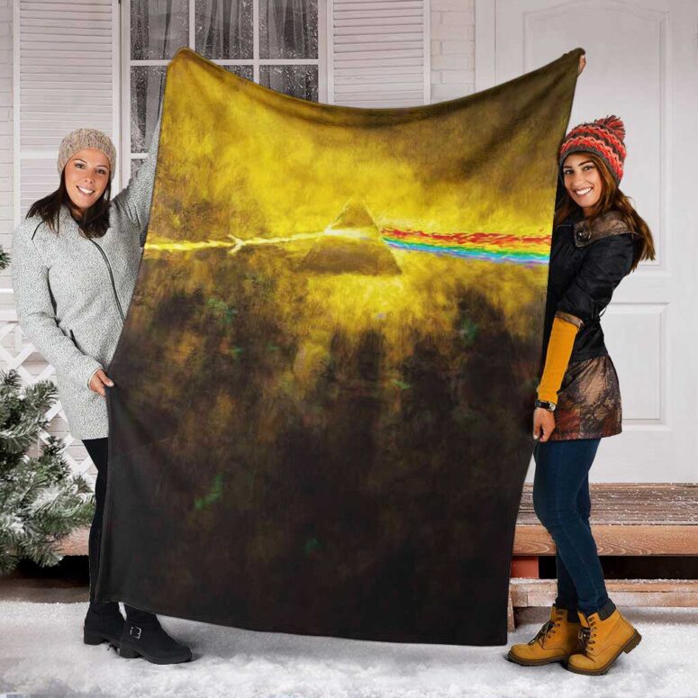 Pink Floyd Fleece Blanket - Golden Dark Side Of The Moon Premium