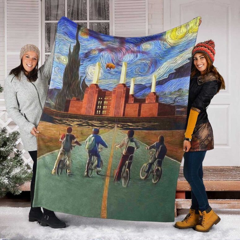 Pink Floyd Fleece Blanket - Pigs Can Fly Stranger Things x Animals Premium