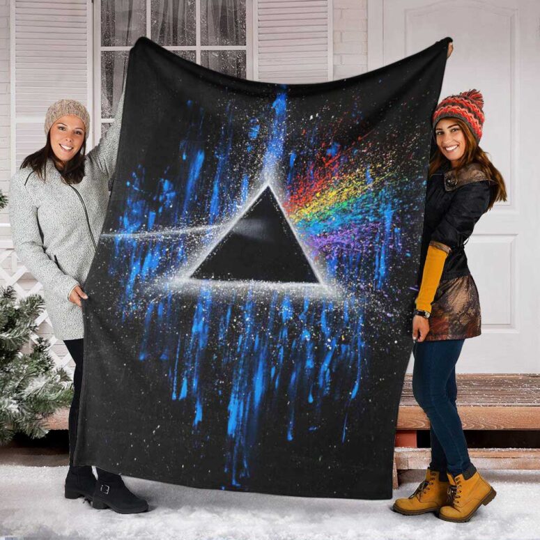 Pink Floyd Fleece Blanket - Dark Side Of Moon Art Blue Premium