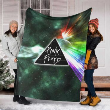Pink Floyd Fleece Blanket - Dark Side Of Moon Galaxy Green Premium