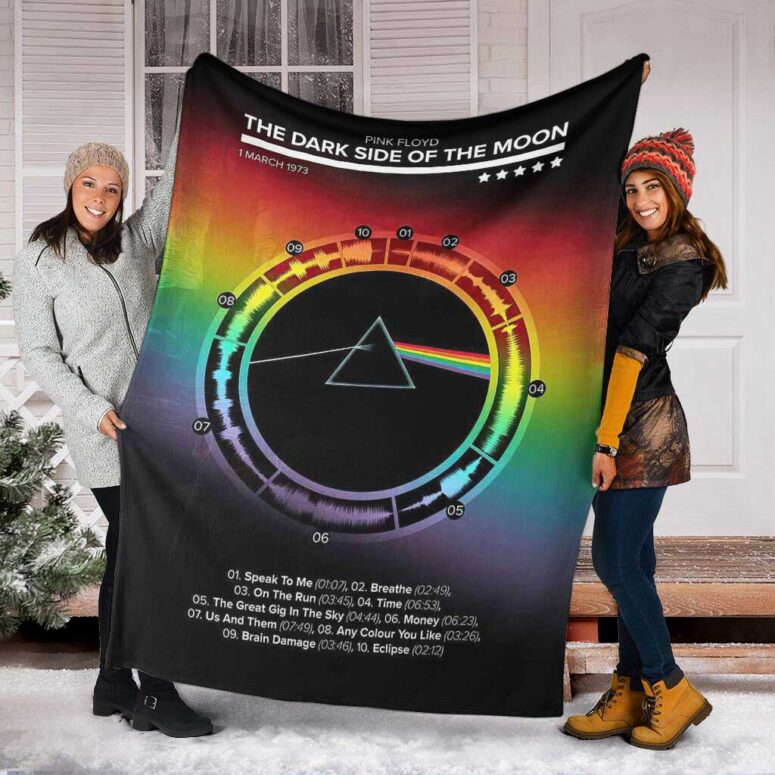 Pink Floyd Fleece Blanket - The Dark Side Of The Moon 1973 Waveform Premium Pink Floyd Fleece Blanket - The Dark Side Of The Moon 1973 Waveform Premium
