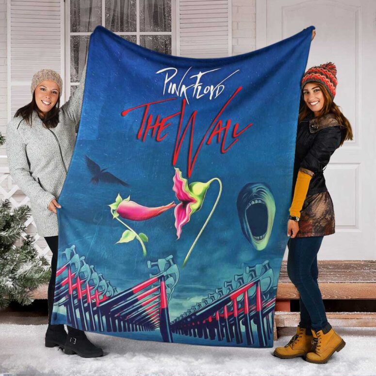 Pink Floyd Fleece Blanket - The Wall Hammer Flower Screaming Face Premium