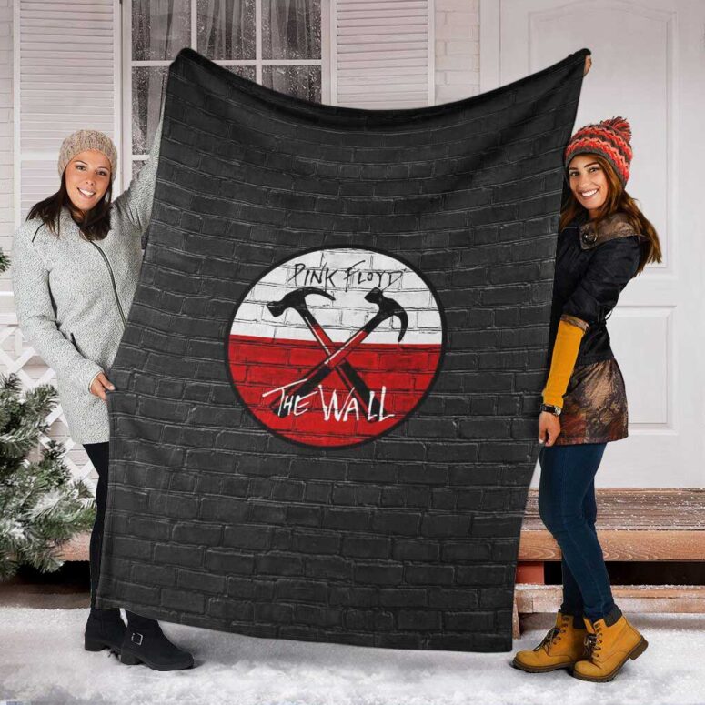 Pink Floyd Fleece Blanket - The Wall Emblem on Brick Background Premium