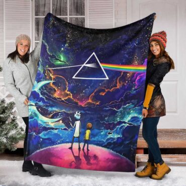 Pink Floyd Fleece Blanket - Rick and Morty The Dark Side Of The Moon Premium