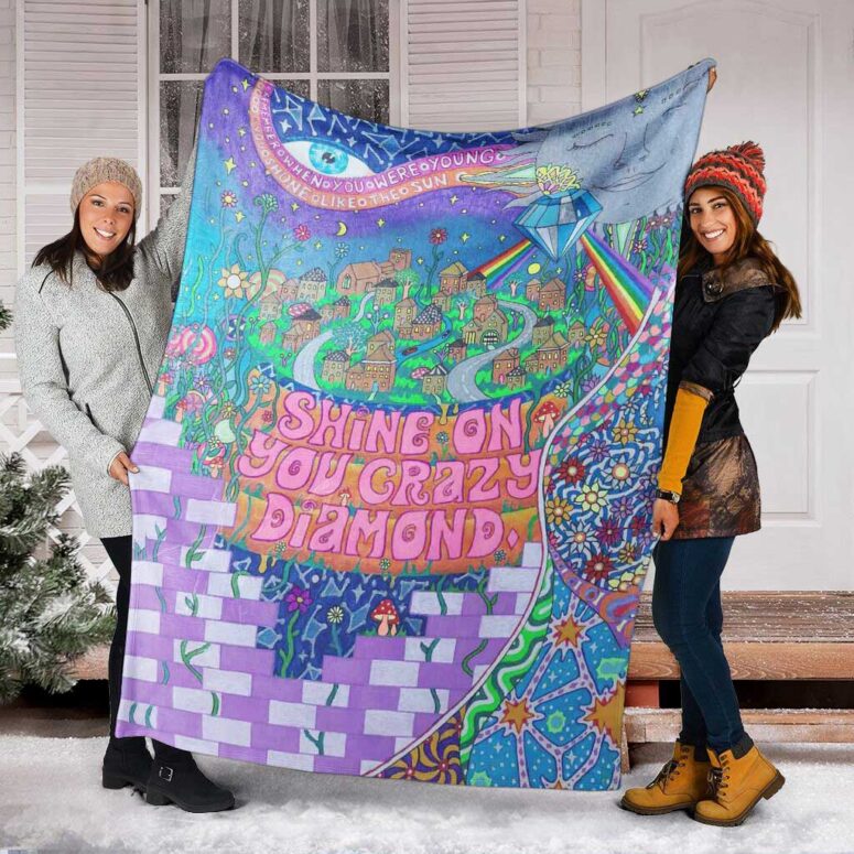 Pink Floyd Fleece Blanket - Shine On You Crazy Diamond Inspired Premium