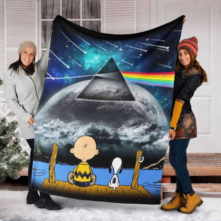Pink Floyd Fleece Blanket - Snoopy Dark Side of the moon eclipse Blue Watch Premium Pink Floyd Fleece Blanket - Snoopy Dark Side of the moon eclipse Blue Watch Premium