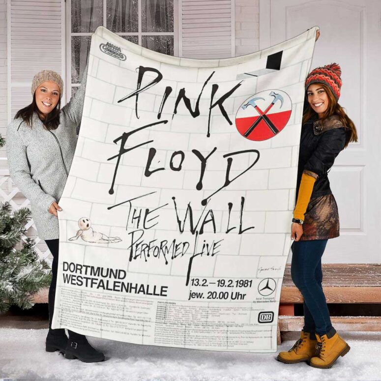 Pink Floyd Fleece Blanket - The Wall Original Vintage Tour Poster for Dortmund Germany 1981 Premium