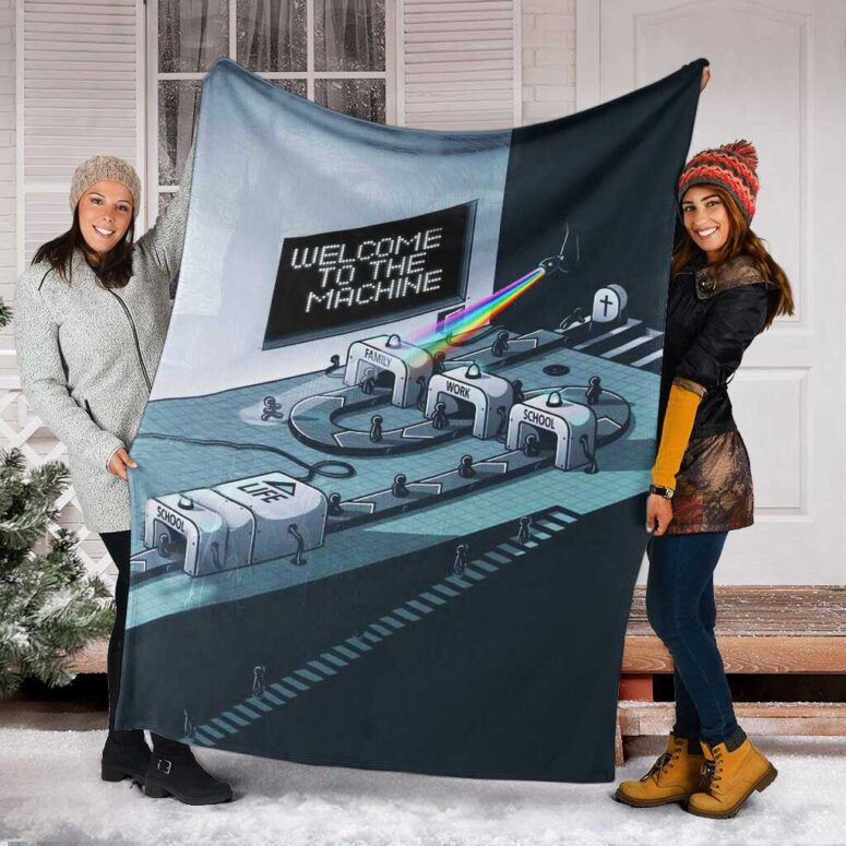 Pink Floyd Fleece Blanket - Welcome To The Machine Premium Pink Floyd Fleece Blanket - Welcome To The Machine Premium