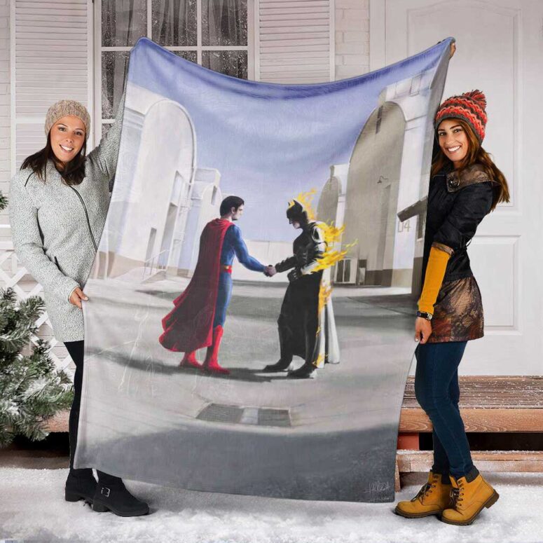 Pink Floyd Fleece Blanket - Superman vs Batman Wish You Were Here Premium Pink Floyd Fleece Blanket - Superman vs Batman Wish You Were Here Premium