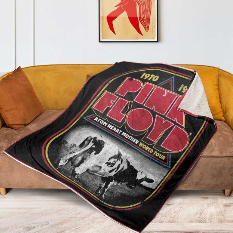 Pink Floyd Fleece Blanket - 1970 1971 Atom Heart Mother World Tour Premium