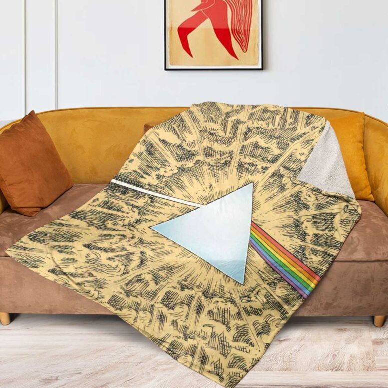 Pink Floyd Fleece Blanket - Dark Side Of The Moon Cartoon Style Premium