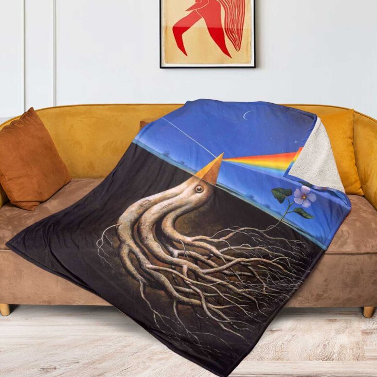 Pink Floyd Fleece Blanket - Dark Side Of the Root Art Premium Pink Floyd Fleece Blanket - Dark Side Of the Root Art Premium