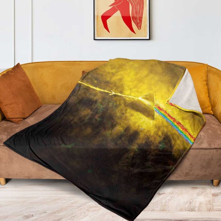 Pink Floyd Fleece Blanket - Golden Dark Side Of The Moon Premium