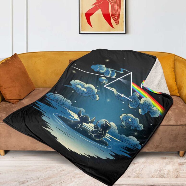 Pink Floyd Fleece Blanket - Lilo And Stitch Starry Sky Dark Side Of The Moon Premium Pink Floyd Fleece Blanket - Lilo And Stitch Starry Sky Dark Side Of The Moon Premium