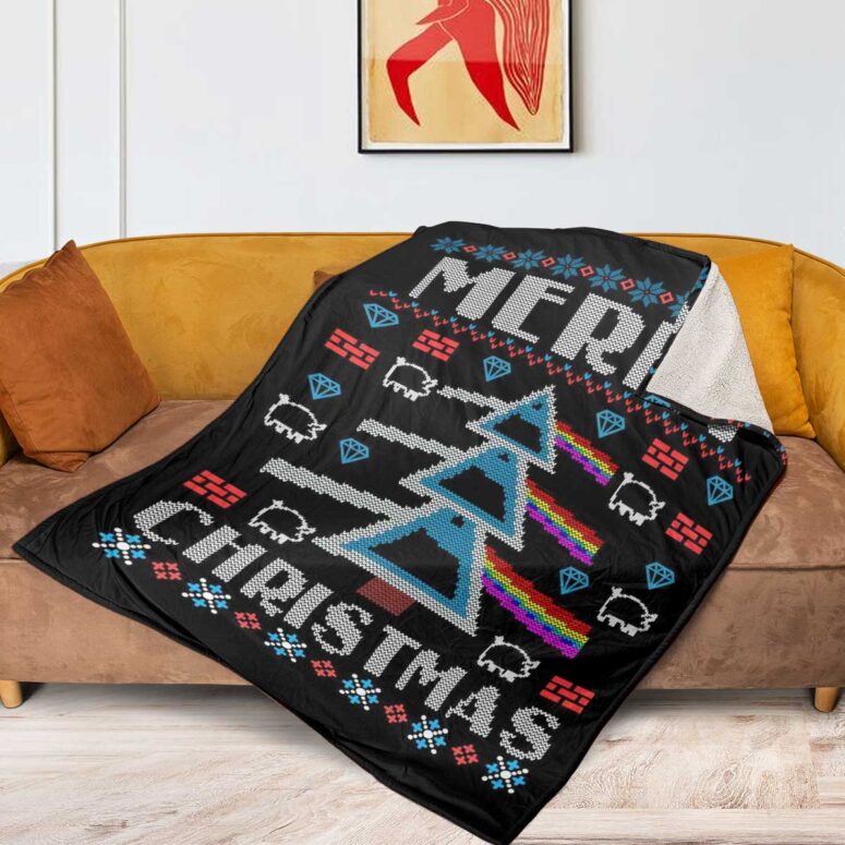Pink Floyd Fleece Blanket - Merry Christmas Dark Side Of The Moon  Premium