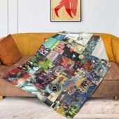 Blanket5 Pink Floyd Albums Collage Premium Fleece Blanket - OtherBrick