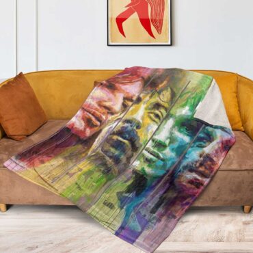 Pink Floyd Band Water Color Art Premium Fleece Blanket