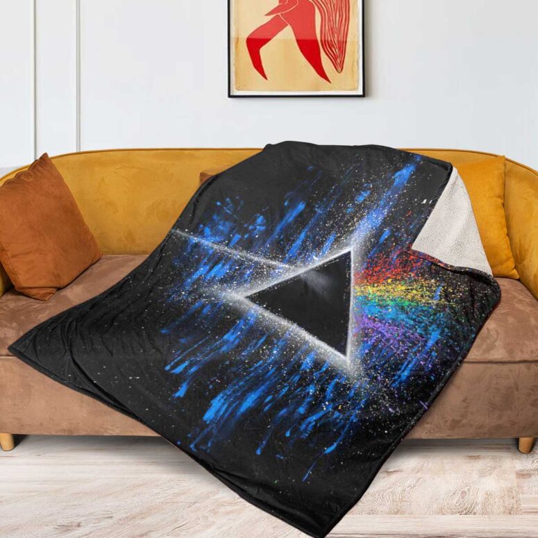 Pink Floyd Fleece Blanket - Dark Side Of Moon Art Blue Premium