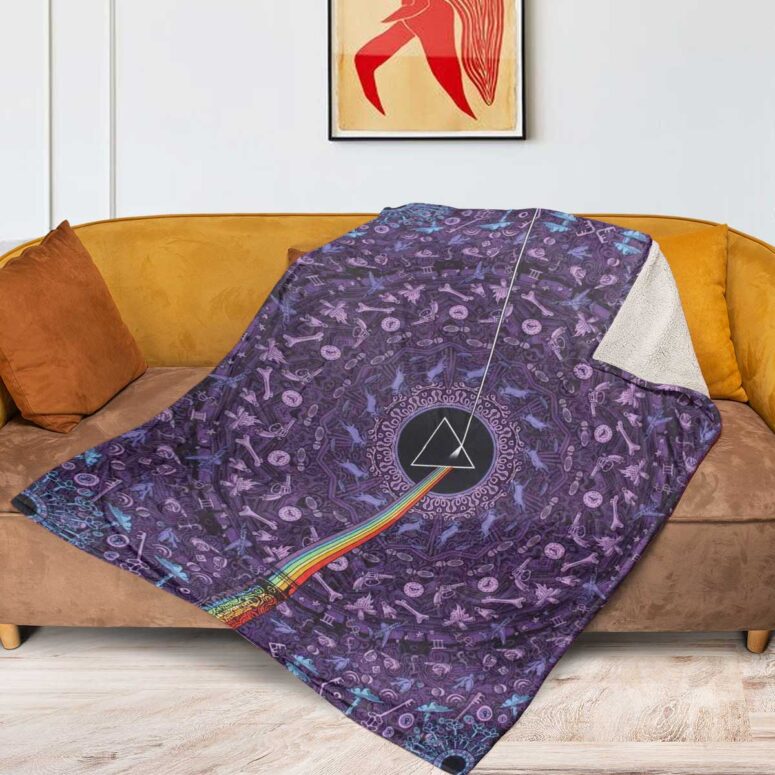 Pink Floyd Fleece Blanket - Dark Side of the Moon Album Psychedelic Premium Pink Floyd Fleece Blanket - Dark Side of the Moon Album Psychedelic Premium