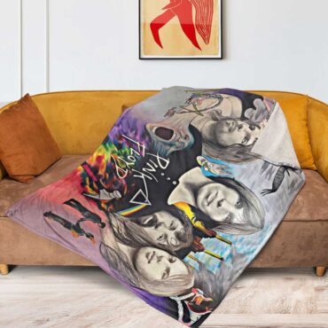 Pink Floyd Fleece Blanket - Drawing Fan Art Premium
