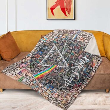 Pink Floyd Fleece Blanket - Photo Mosaic Print Art of All Things Premium