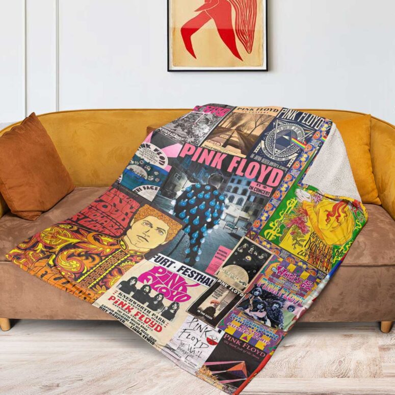 Pink Floyd Fleece Blanket - Vintage Rock Concert Posters Premium Pink Floyd Fleece Blanket - Vintage Rock Concert Posters Premium