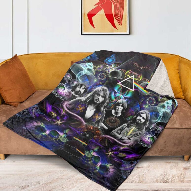 Pink Floyd Fleece Blanket - Dark Side Of The Moon Psychedelic Abstract Art Premium