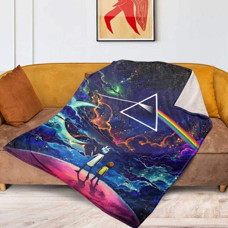 Pink Floyd Fleece Blanket - Rick and Morty The Dark Side Of The Moon Premium Pink Floyd Fleece Blanket - Rick and Morty The Dark Side Of The Moon Premium