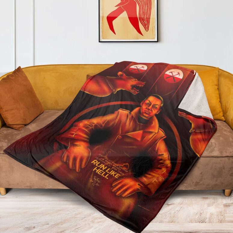 Pink Floyd Fleece Blanket - Run Like Hell Fan Art Premium