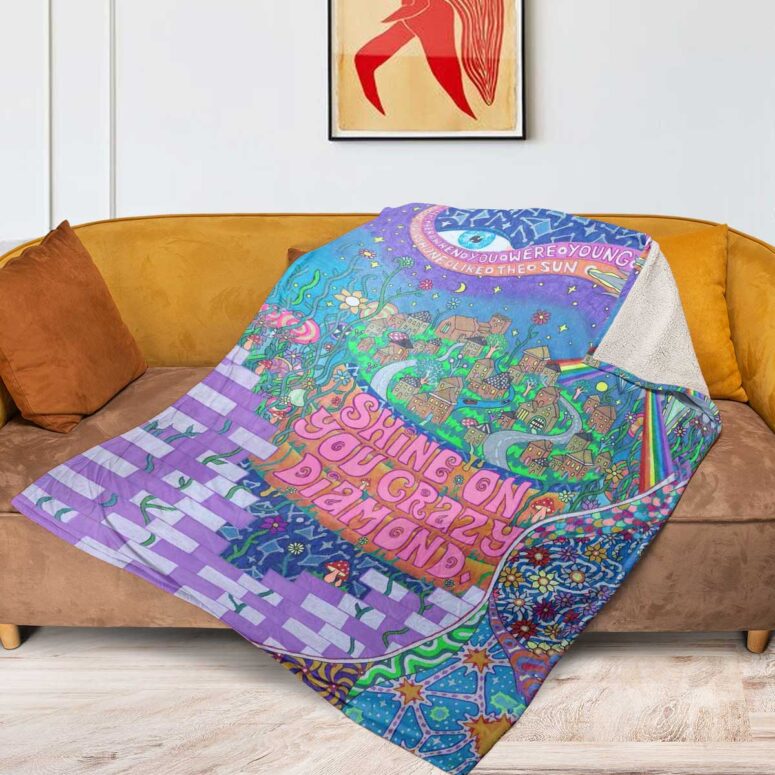 Pink Floyd Fleece Blanket - Shine On You Crazy Diamond Inspired Premium