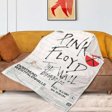 Pink Floyd Fleece Blanket - The Wall Original Vintage Tour Poster for Dortmund Germany 1981 Premium