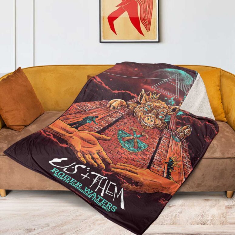 Pink Floyd Fleece Blanket - US x Them American Tour Premium Pink Floyd Fleece Blanket - US x Them American Tour Premium