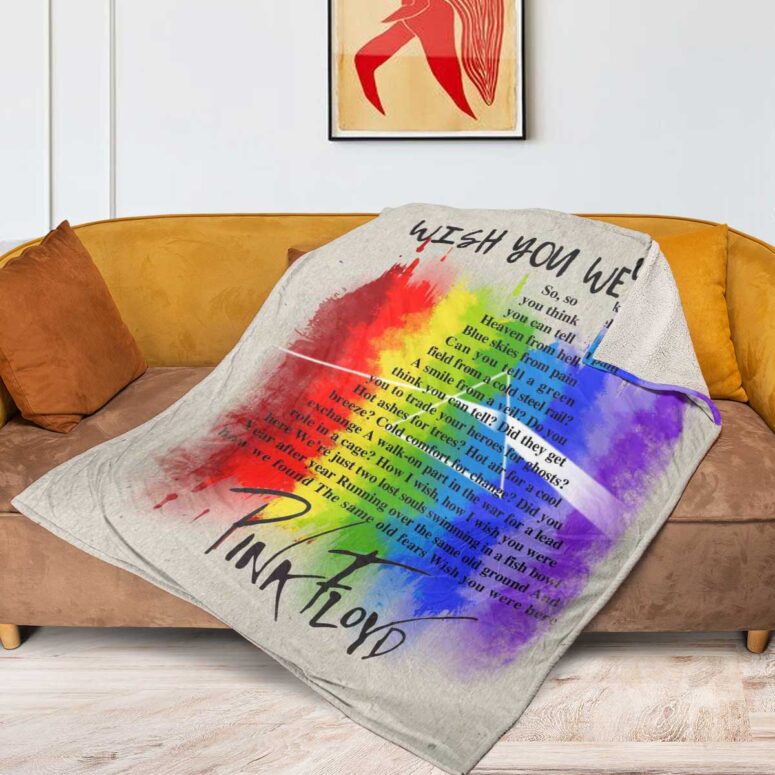 Pink Floyd Fleece Blanket - Wish You were here lyric Premium