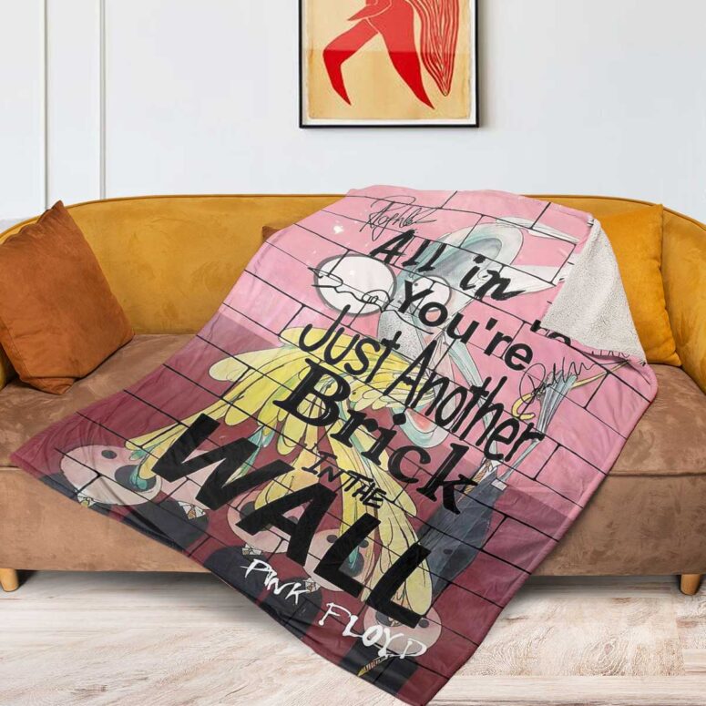 Pink Floyd Fleece Blanket - You Are Just Another Brick In The Wall Signature Premium Pink Floyd Fleece Blanket - You Are Just Another Brick In The Wall Signature Premium