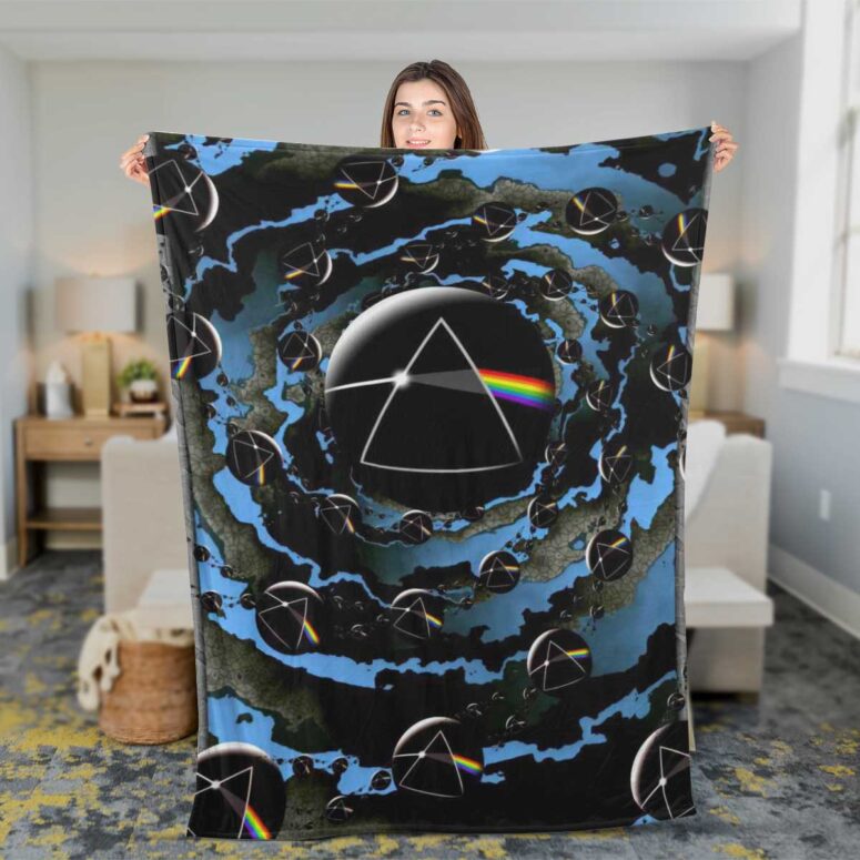 Pink Floyd Fleece Blanket - Good bye Blue Sky Dark Side Of the Moon Premium Pink Floyd Fleece Blanket - Good bye Blue Sky Dark Side Of the Moon Premium