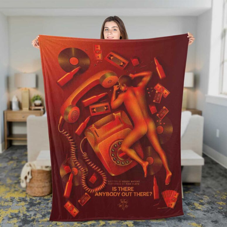 Pink Floyd Fleece Blanket - Is There Anybody Out There DSOTM Fan Art Premium Pink Floyd Fleece Blanket - Is There Anybody Out There DSOTM Fan Art Premium