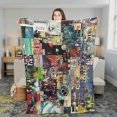 Blanket6 Pink Floyd Albums Collage Premium Fleece Blanket - OtherBrick