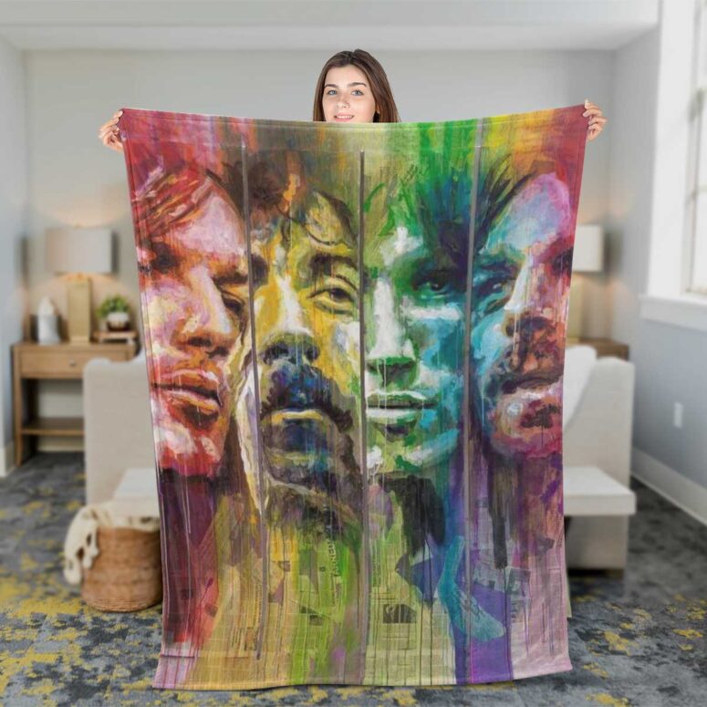 Pink Floyd Band Water Color Art Premium Fleece Blanket Pink Floyd Band Water Color Art Premium Fleece Blanket