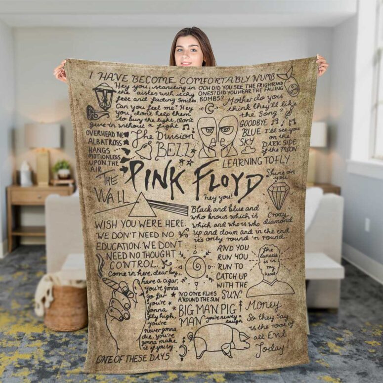 Pink Floyd Fleece Blanket - Draft Paper Art Premium