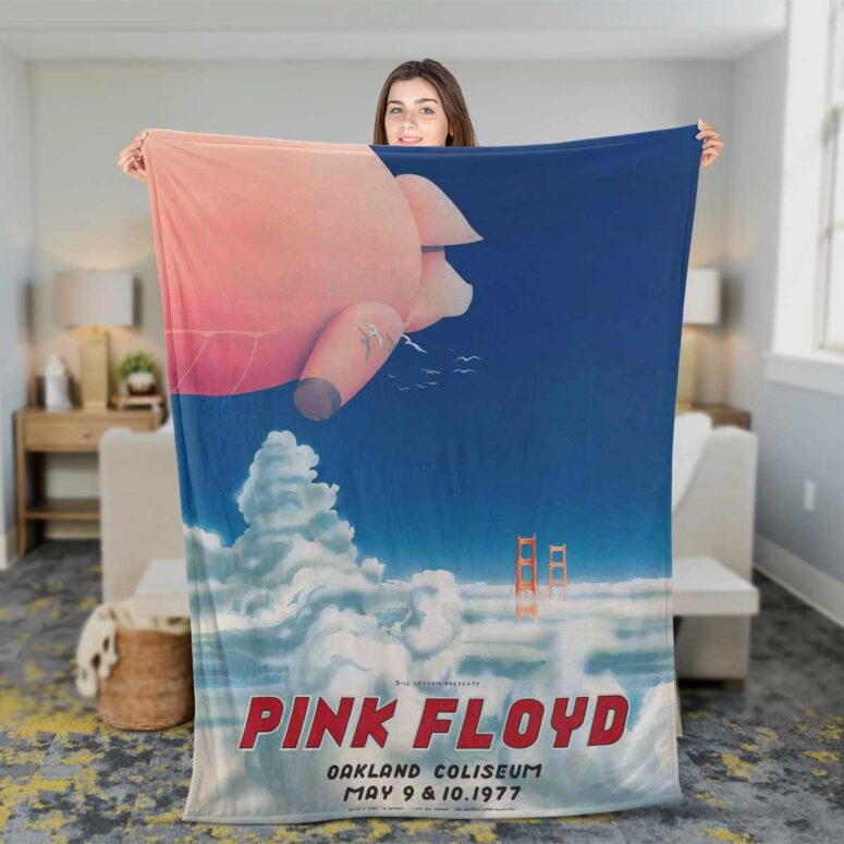 Pink Floyd Fleece Blanket - Oakland Coliseum Poster Premium Pink Floyd Fleece Blanket - Oakland Coliseum Poster Premium