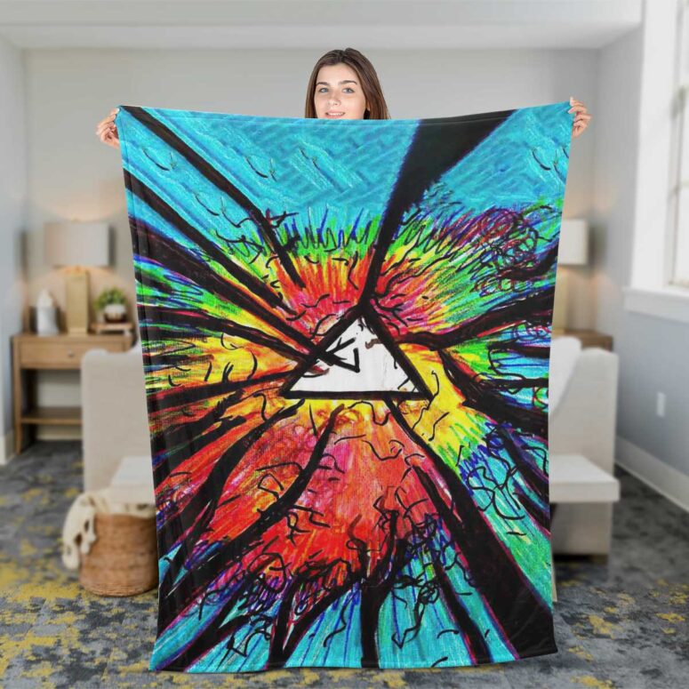 Pink Floyd Fleece Blanket - Psychedelic Premium Pink Floyd Fleece Blanket - Psychedelic Premium