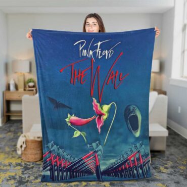 Pink Floyd Fleece Blanket - The Wall Hammer Flower Screaming Face Premium
