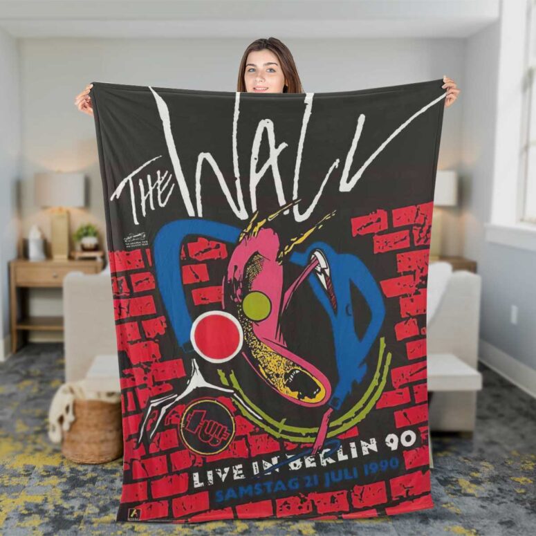 Pink Floyd Fleece Blanket - Roger Waters The Wall Live in Berlin 1990 Premium Pink Floyd Fleece Blanket - Roger Waters The Wall Live in Berlin 1990 Premium
