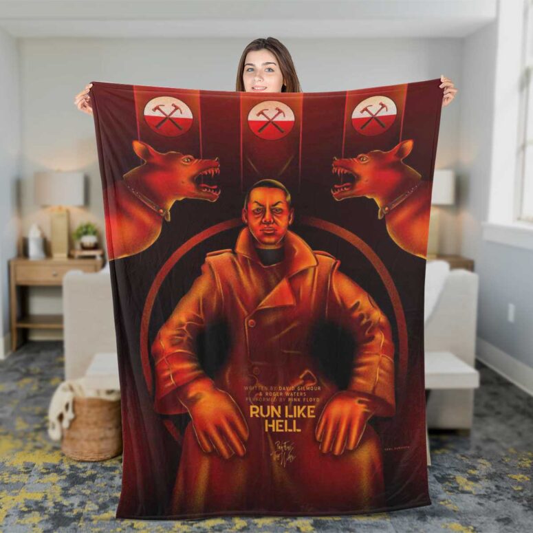 Pink Floyd Fleece Blanket - Run Like Hell Fan Art Premium