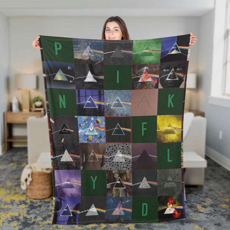 Pink Floyd Fleece Blanket - The Dark Side of the Moon 40th Anniversary Green Premium Pink Floyd Fleece Blanket - The Dark Side of the Moon 40th Anniversary Green Premium