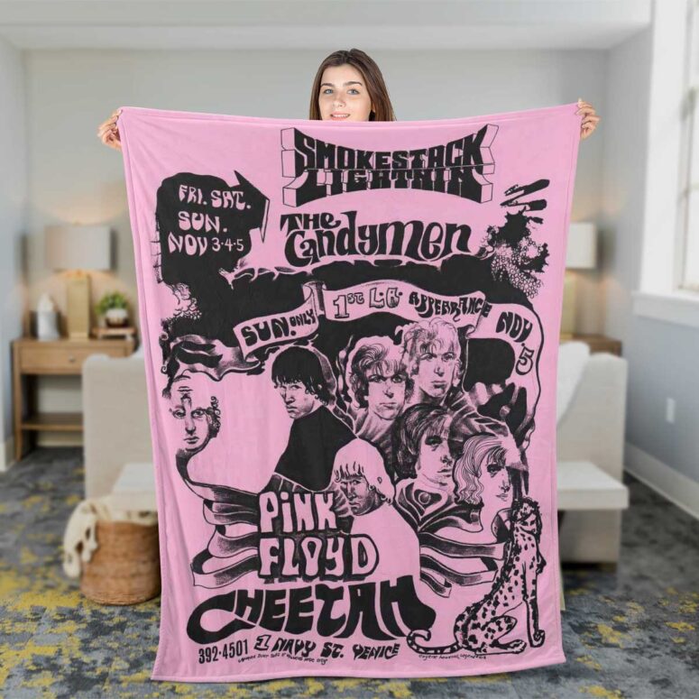 Pink Floyd Fleece Blanket - Venice Kaliforniyada Cheetah klubu 1967 Premium