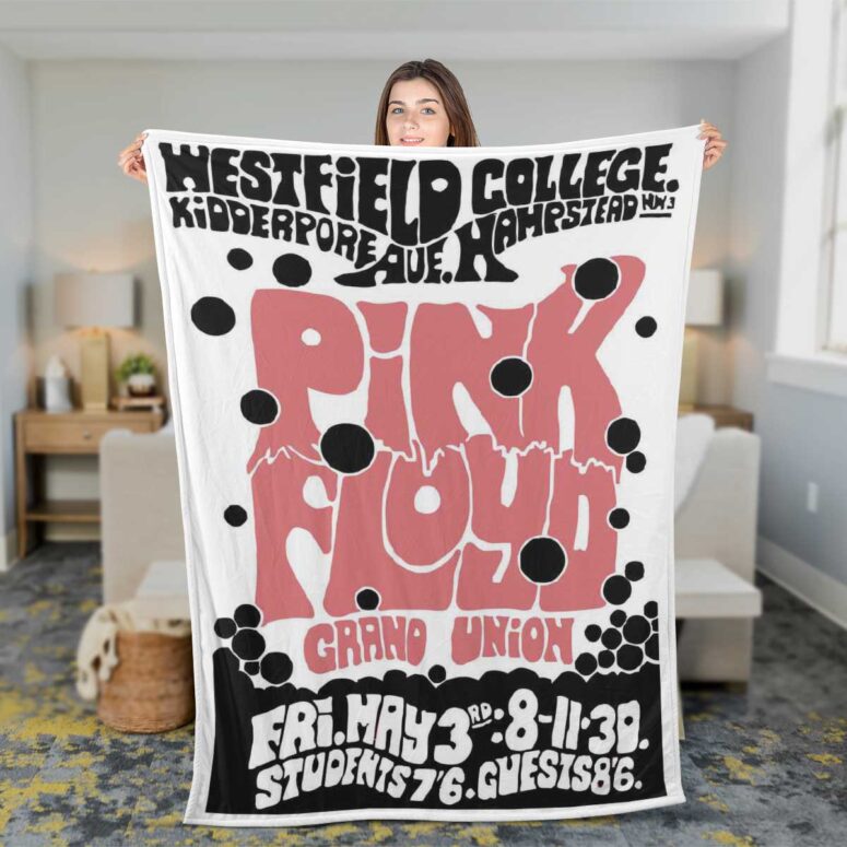 Pink Floyd Fleece Blanket - Westfield College Hampstead Concert 1968 Premium
