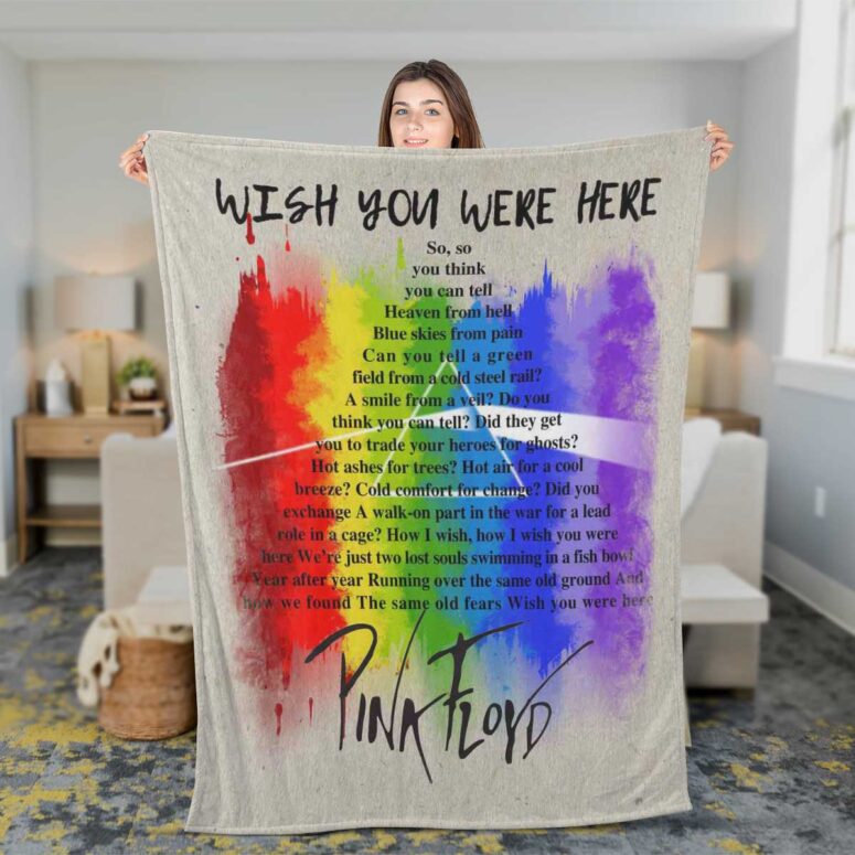 Pink Floyd Fleece Blanket - Wish You were here lyric Premium